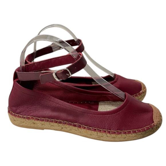 Free People Mason Ballet Espadrille Flat Women’s 9/39 Red Leather Strap NEW - Picture 2 of 7